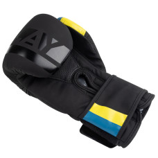 Боксерські рукавиці PowerPlay Ukraine 10 унцій, чорний, код: PP_3021_10oz_Black