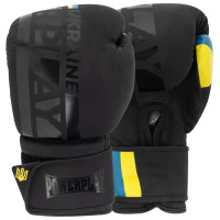 Боксерські рукавиці PowerPlay Ukraine 10 унцій, чорний, код: PP_3021_10oz_Black