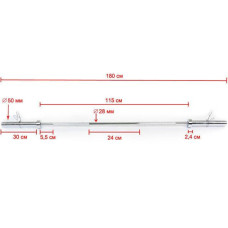 Гриф BioGym 1800 мм 320 кг.(Прямий), код: TA-8071