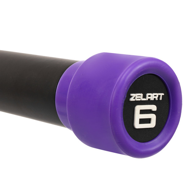 Бодібар Zelart Body Bar 6 кг, чорний-фіолетовий, код: FI-4776-6