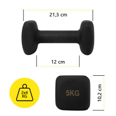 Гантелі вінілові Cornix Square 2x5 кг, чорний, код: XR-0410