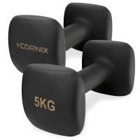 Гантелі вінілові Cornix Square 2x5 кг, чорний, код: XR-0410