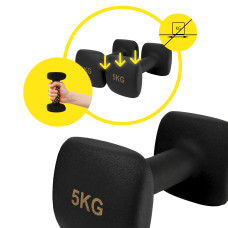 Гантелі вінілові Cornix Square 2x5 кг, чорний, код: XR-0410