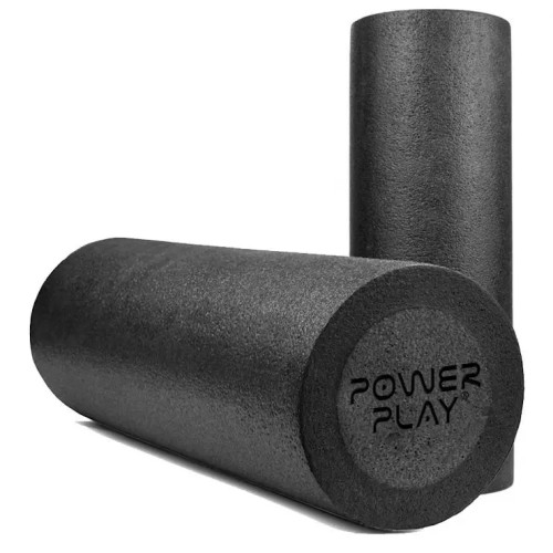 Масажний ролик (роллер) гладкий PowerPlay Fitness Roller Чорний (45x15см.), код: PP_4021_Black_(45*15)