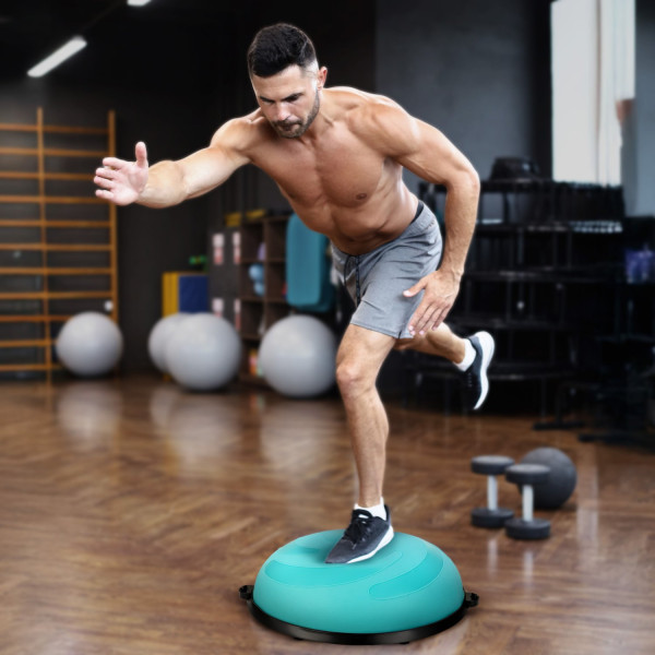 Балансувальна півсфера Gymtek Flex Core Half Ball 58см з еспандерами + насос блакитний, код: 5905884426456