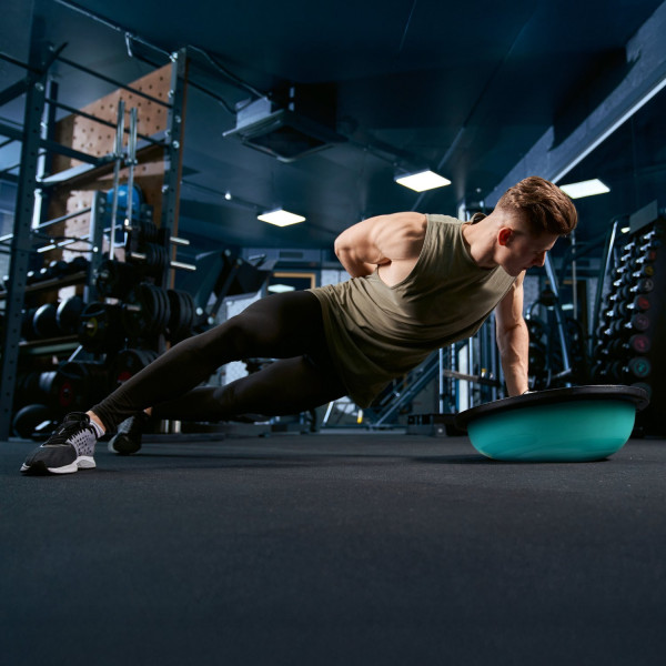 Балансувальна півсфера Gymtek Flex Core Half Ball 58см з еспандерами + насос блакитний, код: 5905884426456