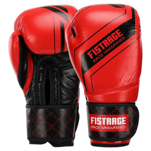 Боксерські рукавиці шкіряні Fistrage 12oz, червоний, код: VL-4275_12R
