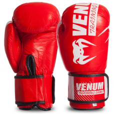 Рукавички боксерські Venum шкіряні, 12 унцій, червоний, код: MA-0701_12R