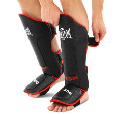 Захист гомілки та стопи дитячий Муай Тай, ММА, Кікбоксинг Maraton L, чорний-червоний, код: BO-9792_LR