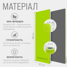 Килимок для йоги та фітнесу EasyFit TPE+TC двошаровий, 1830х610х6 мм, лимонний-сірий, код: EF-1924-LGGY-EF