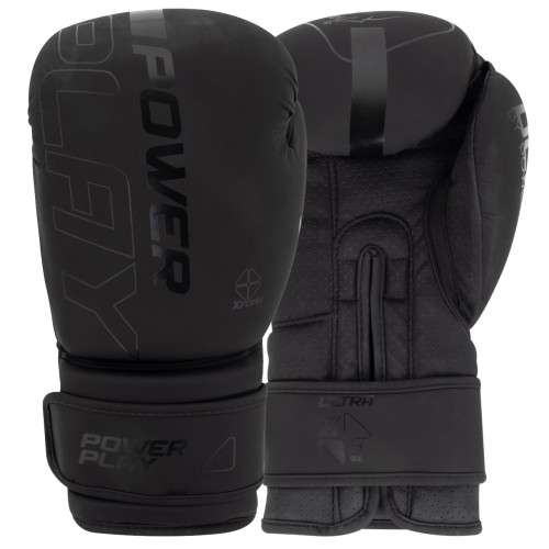 Боксерські рукавиці PowerPlay Ultra Mat 12 унцій, чорний, код: PP_3024_12oz_Black