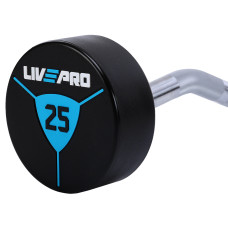 Штанга фіксована вигнута поліуретанова LiveUp довжина-89,2см, 25кг, чорний-синій, код: LP8011-25-S52