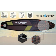 Надувна SUP дошка Thunder Wood з веслом, 3200х760х150 мм, чорний, код: SUP-WOOD