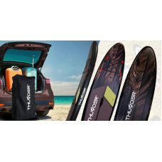 Надувна SUP дошка Thunder Wood з веслом, 3200х760х150 мм, чорний, код: SUP-WOOD