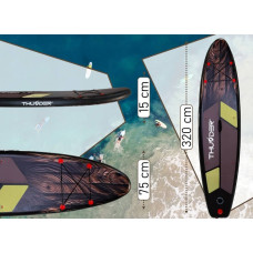 Надувна SUP дошка Thunder Wood з веслом, 3200х760х150 мм, чорний, код: SUP-WOOD
