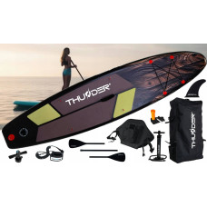 Надувна SUP дошка Thunder Wood з веслом, 3200х760х150 мм, чорний, код: SUP-WOOD