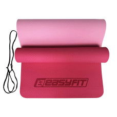 Килимок для йоги та фітнесу EasyFit TPE+TC двошаровий 1830х610х6 мм, світло-рожевий, код: EF-1924-PP-EF