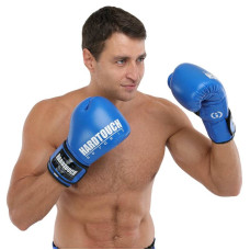Боксерські рукавиці шкіряні Hard Touch 12 унції, синій, код: BO-7714_12BL