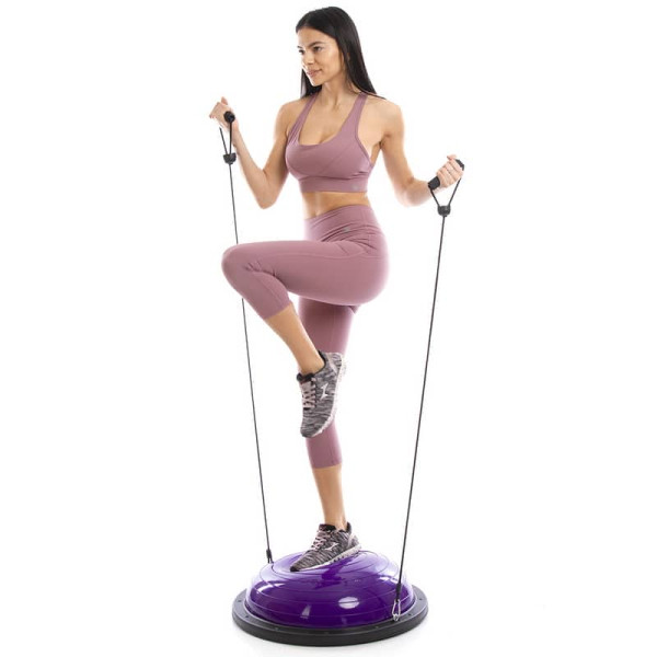 Балансировочная платформа з еспандерами FitGo Bosu фіолетовий, код: FI-1924_V