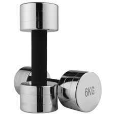 Гантель для фітнесу хромована FitGo 1x6 кг, гриф-неопреновий захист, код: 80019А-6-WS