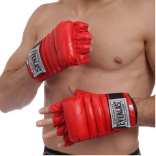 Рукавички для змішаних єдиноборств MMA шкіряні Everlast XL червоний, код: VL-01045_XLR