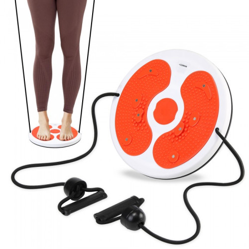Диск здоров'я для талії Cornix Twisting Waist Disc з еспандерами White/Orange, код: XR-0452
