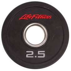 Диски поліуретанові Life Fitness з хватом і металевою втулкою 2,5кг (d-51мм), код: SC-80154-2_5-S52