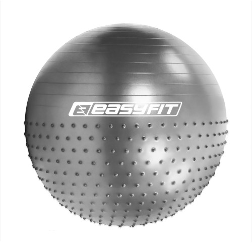 Фітбол EasyFit Hybrid 650 мм, напівмасажний, сірий, код: EF-3011-GY-EF