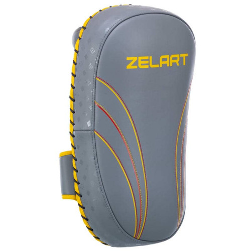 Пади для тайського боксу Тай-педи Zelart 200x90x350 мм, 2 шт, сірий-жовтий, код: BO-3877_GR
