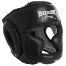 Шолом боксерський з повним захистом шкіряний Boxer Еліт L синій, код: 2033-1_LBL