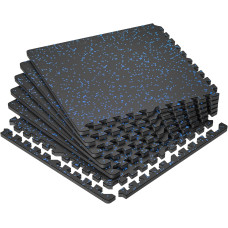 Мат-пазли DualMat 60×60×2 см (чорний/сині вкраплення) — комплект 4 шт, код: W-RUB60-20-BLUE-4-IF