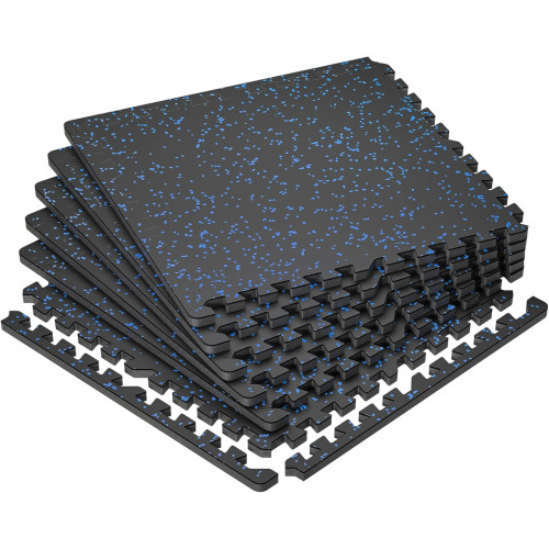 Мат-пазли DualMat 60×60×2 см (чорний/сині вкраплення) — комплект 4 шт, код: W-RUB60-20-BLUE-4-IF