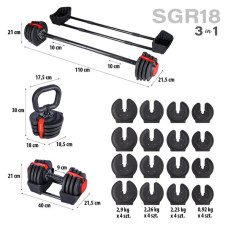 Гантелі 3в1 HMS SGR18 Pro Set 20 кг, код: 5907695553574-IN