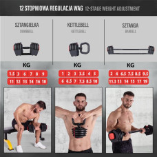 Гантелі 3в1 HMS SGR18 Pro Set 20 кг, код: 5907695553574-IN