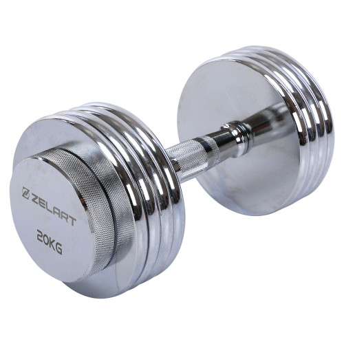 Гантель розбірна сталева хромована Zelart 1х20кг, хром, код: TA-5451-20-S52