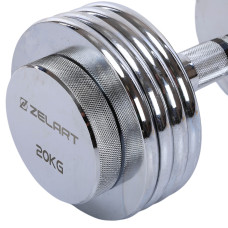Гантель розбірна сталева хромована Zelart 1х20кг, хром, код: TA-5451-20-S52