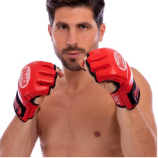 Рукавички для змішаних єдиноборств MMA Boxer шкіряні L, червоний, код: 5020_LR