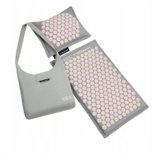 Килимок акупунктурний з подушкою 4Fizjo Eco Mat Аплікатор Кузнєцова 620х480 мм, Grey/Pink, код: P-5907739312174