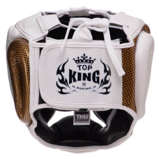 Шолом боксерський з повним захистом шкіряна Top King Empower S білий-золотий, код: TKHGEM-02_SWY-S52