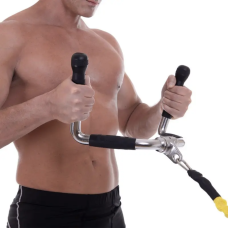 Ручка для тяги York Fitness багатофункціональна з гумовими рукоятками, хром, код: 00014961361612