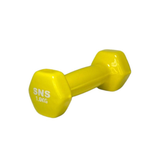 Гантель вінілова SNS 1х1 кг, жовтий, код: 12667-SNS