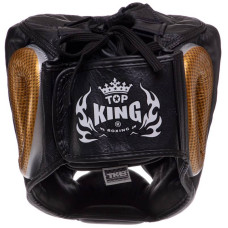 Шолом боксерський з повним захистом шкіряна Top King Empower M чорний-золотий, код: TKHGEM-01_MBK-S52