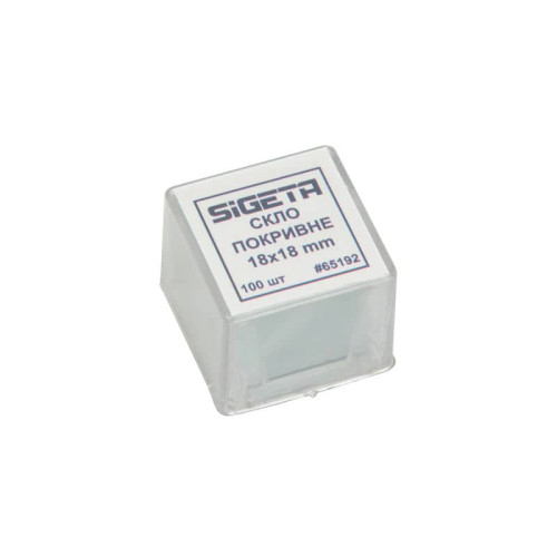 Покривне скло Sigeta 18x18 мм (100 шт.), код: 65192-DB