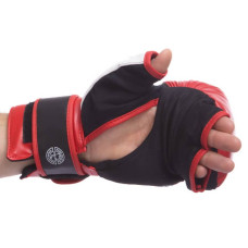 Рукавички гібридні для єдиноборств ММА Fitbox шкіряні Fairtex 10 унцій, червоний-сірий, код: LD-FGVB17_10RGR