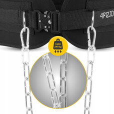 Пояс атлетичний для обтяження 4Fizjo Dip Belt 80 см, чорний, код: P-5905973402255
