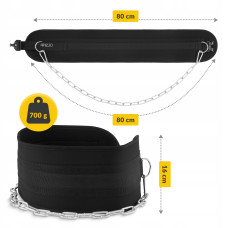 Пояс атлетичний для обтяження 4Fizjo Dip Belt 80 см, чорний, код: P-5905973402255
