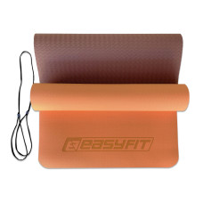 Килимок для йоги та фітнесу двошаровий EasyFit TPE+TC 1830х610х6 мм, персиковий-коричневий, код: EF-1924-PHBN-EF