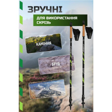 Палиці для скандинавської ходьби PowerPlay Lykke Green 80-135 см (пара)  + 2-ві пари чобітків + чохол, код: PP_9111_Green