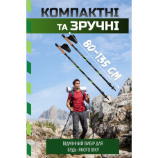 Палиці для скандинавської ходьби PowerPlay Lykke Green 80-135 см (пара)  + 2-ві пари чобітків + чохол, код: PP_9111_Green