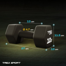 Гантелі для фітнесу неопренові TREX Sport TX-100VD 2x10кг, код: 5902308231306